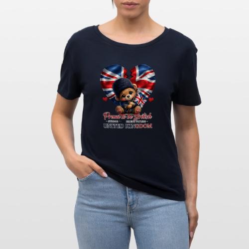 Proud to Be British Teddy Bear UK Patriot Gift - Stanley/Stella Serena Women’s Relaxed Organic T-Shirt