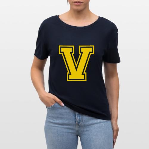 Letter V – Capital Athletic Alphabet Monogram - Stanley/Stella Serena Women’s Relaxed Organic T-Shirt