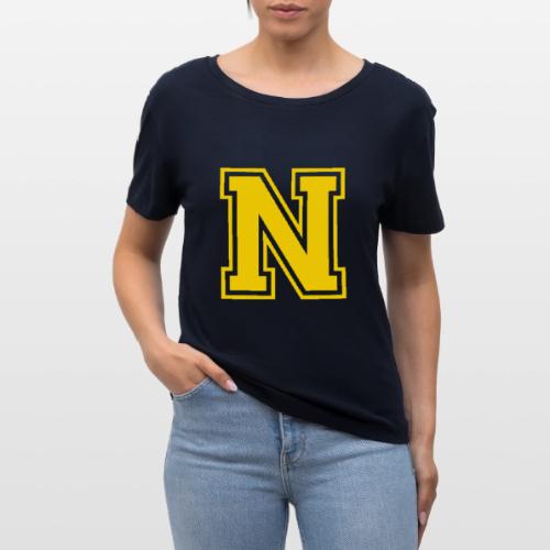 Letter N – Capital Athletic Alphabet Monogram - Stanley/Stella Serena Women’s Relaxed Organic T-Shirt