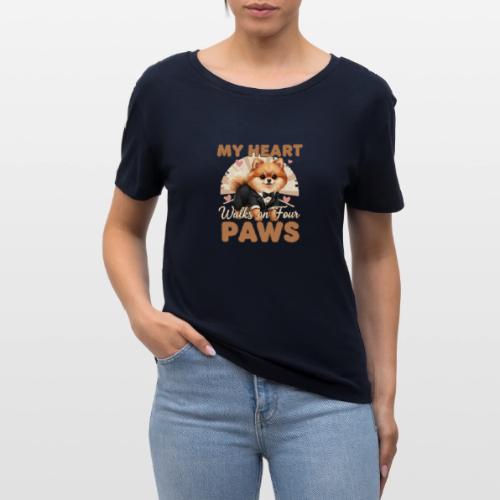 My Heart Walks on Four Paws – Pomeranian tee - Stanley/Stella Serena Women’s Relaxed Organic T-Shirt