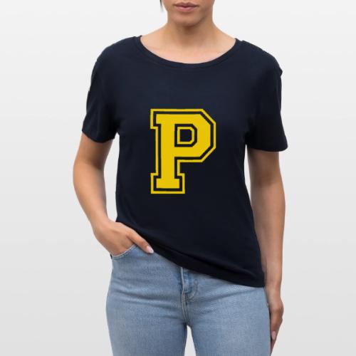 Letter P – Capital Athletic Alphabet Monogram - Stanley/Stella Serena Women’s Relaxed Organic T-Shirt