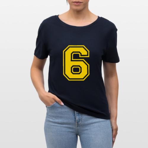 Number 6 in a classic athletic collegiate font - Stanley/Stella Serena Women’s Relaxed Organic T-Shirt