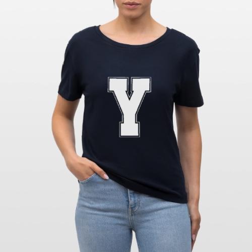 White Letter Y – Varsity Alphabet Monogram - Stanley/Stella Serena Women’s Relaxed Organic T-Shirt