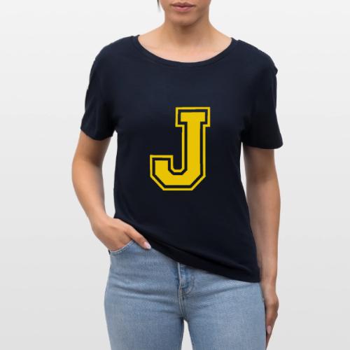Letter J – Capital Athletic Alphabet Monogram - Stanley/Stella Serena Women’s Relaxed Organic T-Shirt