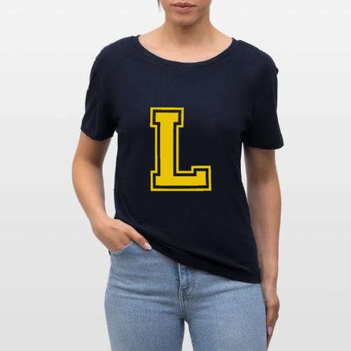 Letter L – Capital Athletic Alphabet Monogram - Stanley/Stella Serena Women’s Relaxed Organic T-Shirt