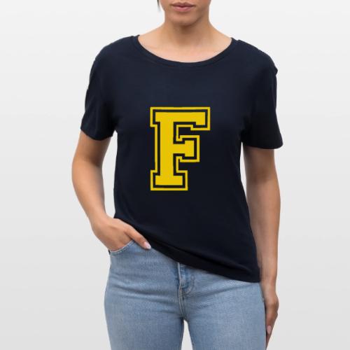 Letter F – Capital Athletic Alphabet Monogram - Stanley/Stella Serena Women’s Relaxed Organic T-Shirt