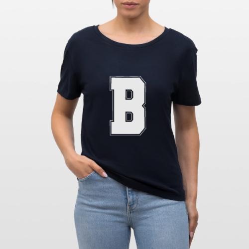 White Letter B – Varsity Alphabet Monogram - Stanley/Stella Serena Women’s Relaxed Organic T-Shirt