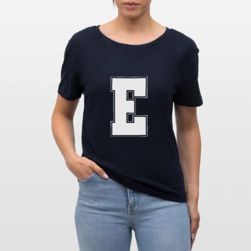 White Letter E – Varsity Alphabet Monogram - Stanley/Stella Serena Women’s Relaxed Organic T-Shirt