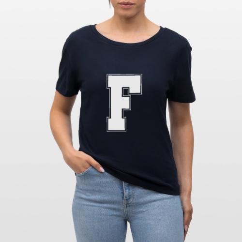 White Letter F – Varsity Alphabet Monogram - Stanley/Stella Serena Women’s Relaxed Organic T-Shirt
