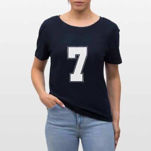 White Number 7 – Varsity Font - Stanley/Stella Serena Women’s Relaxed Organic T-Shirt