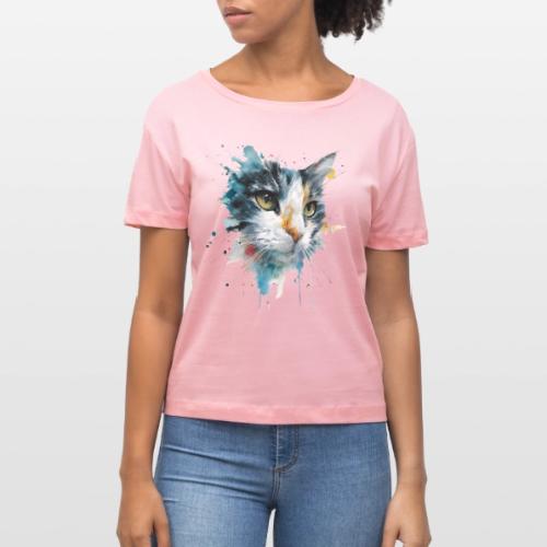 Watercolor cat face - Stanley/Stella Serena Women’s Relaxed Organic T-Shirt