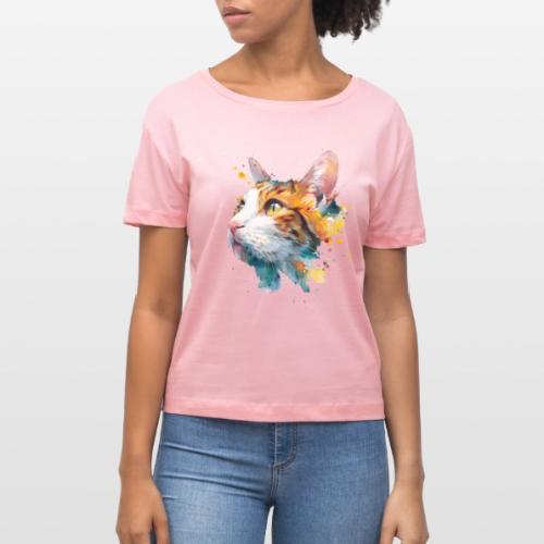 Cat: Feline Ink Burst - Stanley/Stella Serena Women’s Relaxed Organic T-Shirt
