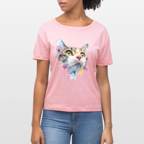 Chromatic Cat Splash - Stanley/Stella Serena Women’s Relaxed Organic T-Shirt