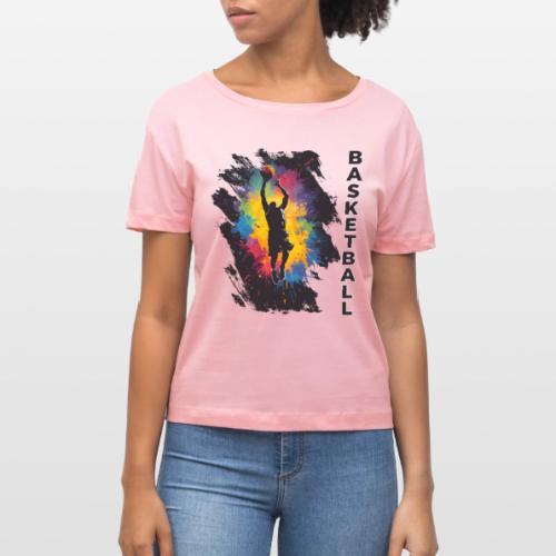 High Energy Basketball Paint Splatter Art - Stanley/Stella Serena Women’s Relaxed Organic T-Shirt