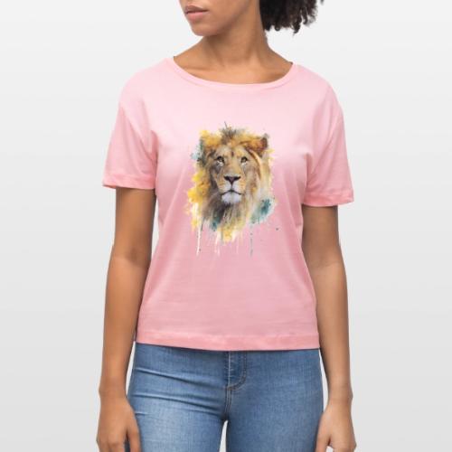 Watercolor Lion Portrait - Stanley/Stella Serena Women’s Relaxed Organic T-Shirt