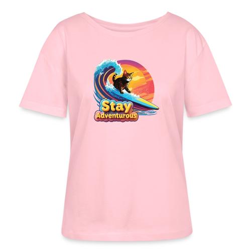Surfing Kitten Adventure - Stanley/Stella Serena Women’s Relaxed Organic T-Shirt