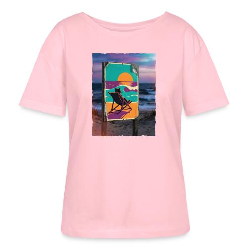Sunset Cat Sign - Stanley/Stella Serena Women’s Relaxed Organic T-Shirt