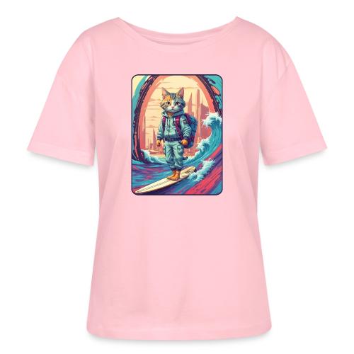 City Surf Messenger Cat - Stanley/Stella Serena Women’s Relaxed Organic T-Shirt