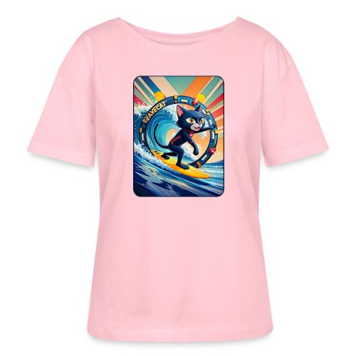 Wavecat Surfing A Rainbow Sunrise - Stanley/Stella Serena Women’s Relaxed Organic T-Shirt