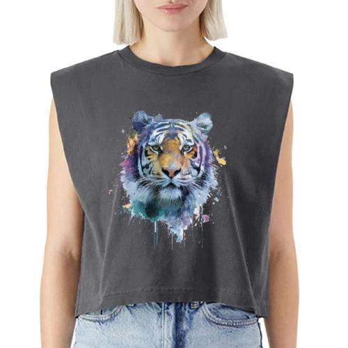Splash-Art Tiger Face - Washed Women´s Muscle Tank Top