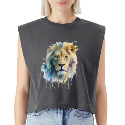 Splash-Art Lion Face - Washed Women´s Muscle Tank Top