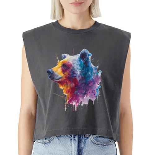 Watercolor Bear Portrait - Washed Women´s Muscle Tank Top