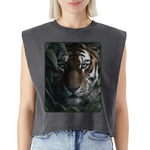 Tiger Jungle Eyes Wildlife Design - Washed Women´s Muscle Tank Top