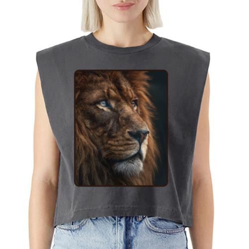 Lion Portrait Majestic Wildlife Design - Washed Women´s Muscle Tank Top