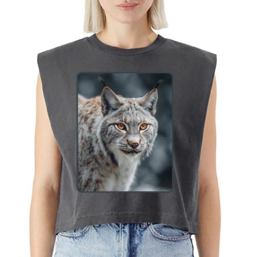 Lynx Portrait Piercing Eyes Design - Washed Women´s Muscle Tank Top
