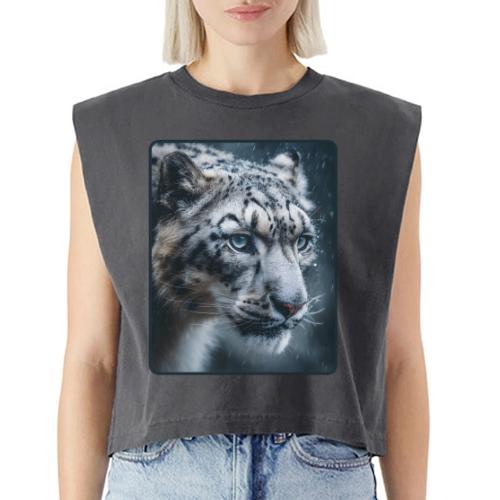 Snow Leopard Blue Eyes Design - Washed Women´s Muscle Tank Top