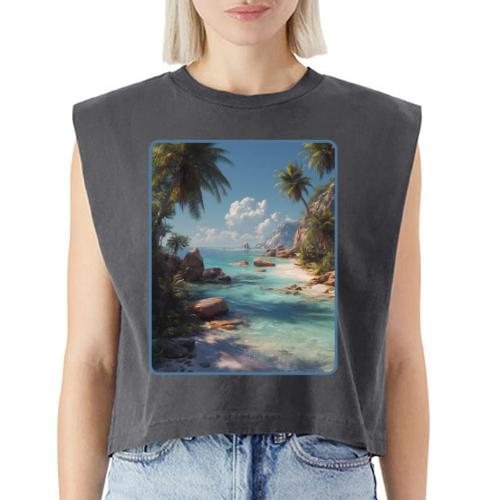 Tropical Island Paradise Ocean Design - Washed Women´s Muscle Tank Top