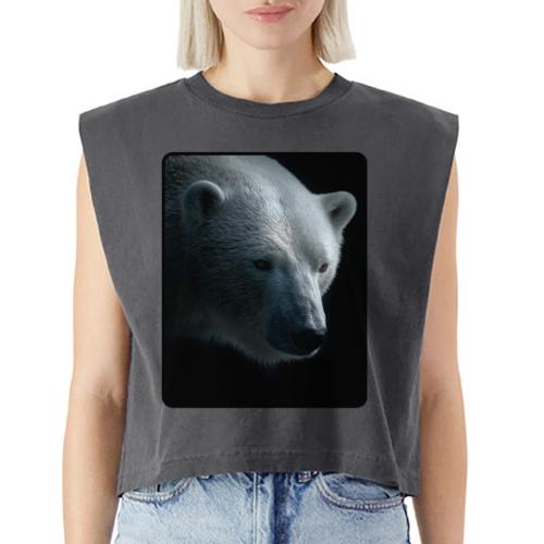 Polar Bear Close-Up Wildlife Design - Washed Women´s Muscle Tank Top