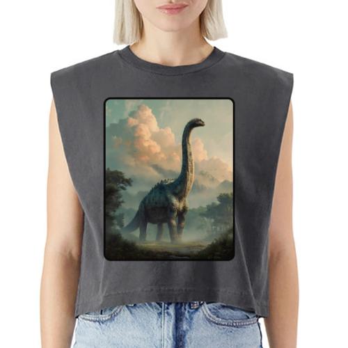 Brachiosaurus Prehistoric Scene Design - Washed Women´s Muscle Tank Top
