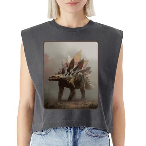 Stegosaurus Misty Forest Design - Washed Women´s Muscle Tank Top