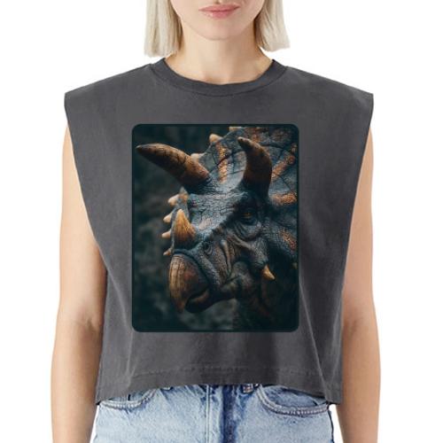 Triceratops Detailed Portrait Design - Washed Women´s Muscle Tank Top