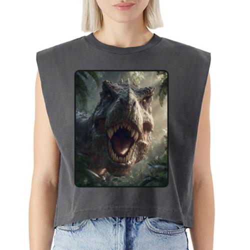 T Rex Jungle Roar Design - Washed Women´s Muscle Tank Top