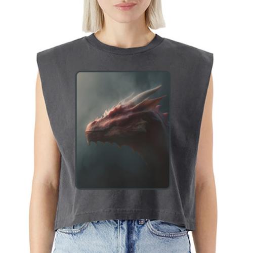 Red Dragon Fog Portrait Design - Washed Women´s Muscle Tank Top