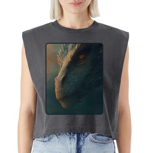 Golden Eye Dragon Close-Up Design - Washed Women´s Muscle Tank Top