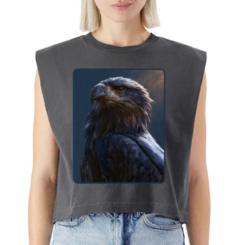 Majestic Eagle Cinematic Portrait Design - Washed Women´s Muscle Tank Top