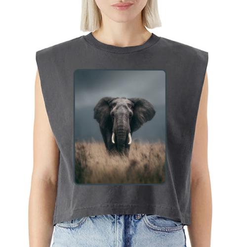 Majestic African Elephant Portrait Design - Washed Women´s Muscle Tank Top