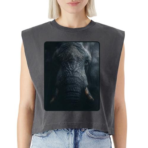 Shadow Elephant Intense Eyes Design - Washed Women´s Muscle Tank Top