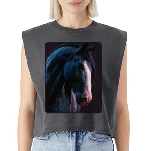 Noble Horse Cinematic Portrait Design - Washed Women´s Muscle Tank Top