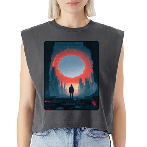 Cosmic Portal Future City Design - Washed Women´s Muscle Tank Top
