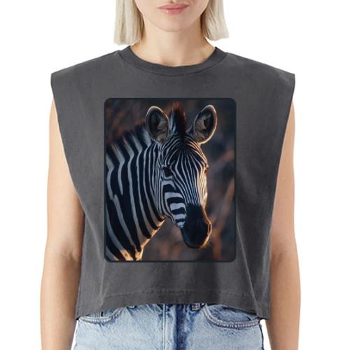 Majestic Zebra Sunset Portrait Design - Washed Women´s Muscle Tank Top