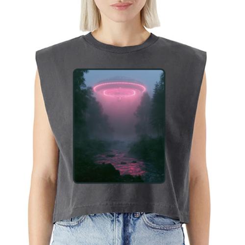 Neon UFO Forest River Design - Washed Women´s Muscle Tank Top