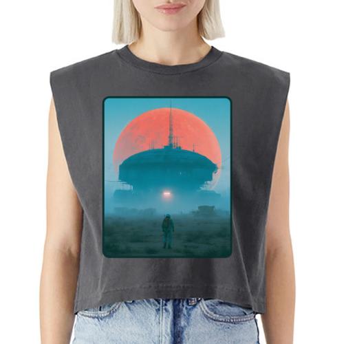 Astronaut Alien Outpost Design - Washed Women´s Muscle Tank Top