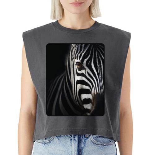 Zebra High Contrast Portrait Design - Washed Women´s Muscle Tank Top