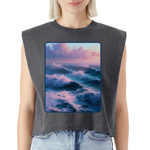 Dreamy Pastel Ocean Sunset Art - Washed Women´s Muscle Tank Top