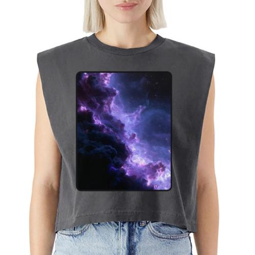 Purple Nebula Space Design - Washed Women´s Muscle Tank Top