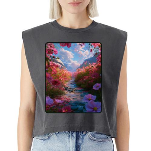 Dreamy Cosmos Valley Landscape Art - Washed Women´s Muscle Tank Top